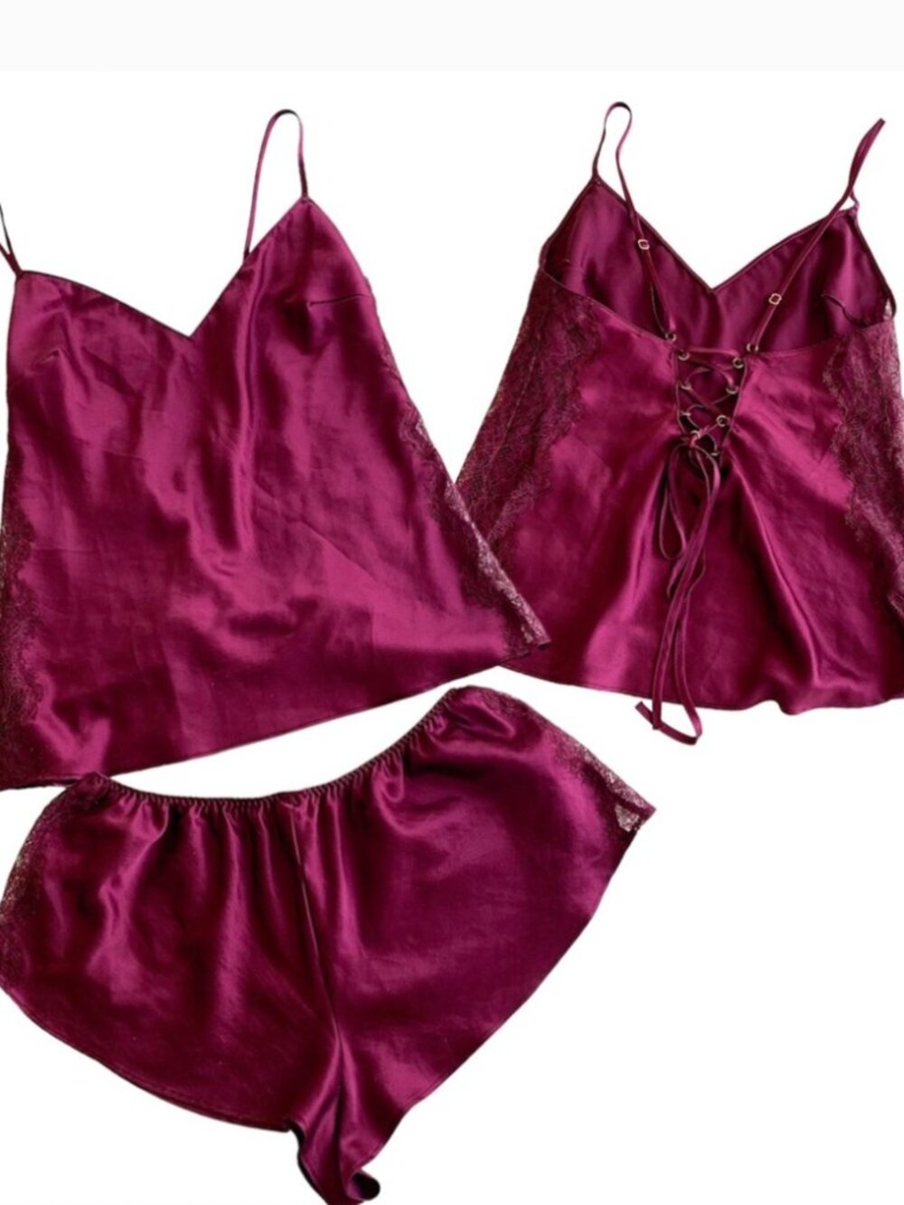 Victoria’s Secret Plum Satin Cami + Short Set